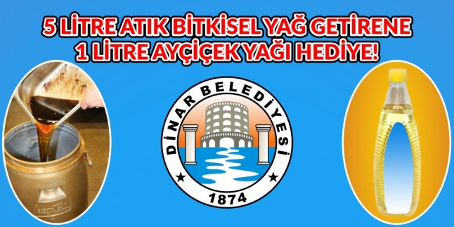 5 Litre Bitkisel Atık Yağ Getirene 1 Litre Ayçiçek Yağı Hediye