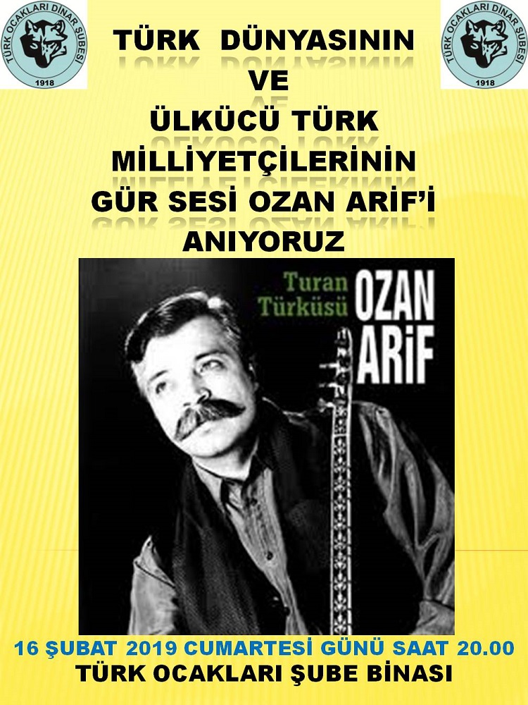 Tür Ocaklarında Ozan Arif Anılacak Bu Gün Saat 20:00