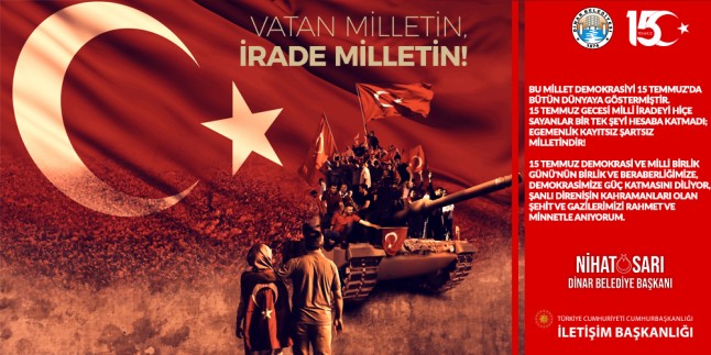 Başkan Sarı’dan 15 Temmuz şehitlerini Anma Demokrasi Ve Milli Birlik Günü Mesajı