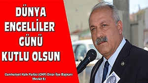 Başkan Er, 3 Aralık Dünya Engelliler Günü Mesajı Yayınladı