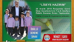 Dinar'da “Liseye Hazırım” ödüllü deneme sınavı