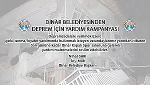 Dinar Belediyesinden Elazığ Depremi İçin Yardım kampanyası