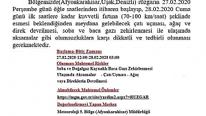 Meteoroloji 5. Bölge Müdürlüğünden Uyarı. “Kuvvetli Lodos Fırtınasına Dikkat!”
