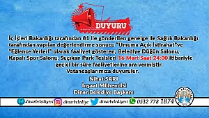Dinar Belediyesinden Duyuru