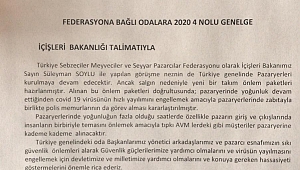 Sebze Pazaryerleri ile Alakalı Yeni Genelge