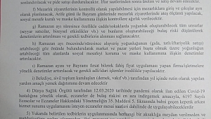 Dinar Kaymakamlığı İlçe Hıfzıssıhha Kurulundan Yeni Kararlar