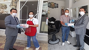 Dazkırı Kaymakamlığından Berber ve Kuaförlere Maske, Siperlik Desteği