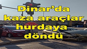 Dinar'da 3 araç birbirine çarptı