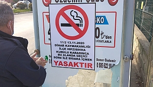 Dinar’da Sigara Yasağı Levhaları Asıldı