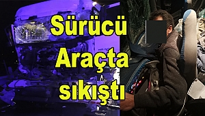 Dinar'da Tır'a Arkadan Çarpan Sürücü Araçta Sıkıştı