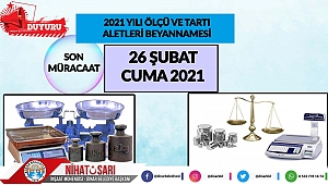 2021 YILI ÖLÇÜ VE TARTI ALETLERİ İÇİN BEYANNAME DÖNEMİ BAŞLADI