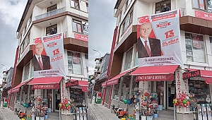 MHP Dinar'da Devlet Bahçeli'nin Dev Posterini Astı