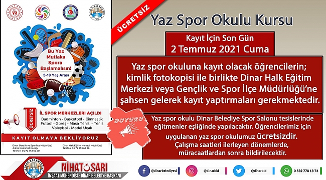 Yaz Spor Okulu Başlıyor