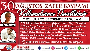 Zafer Bayramı Etkinliklerine Tüm Halkımız Davetlidir