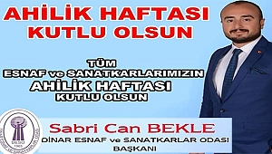 Başkan Sabri Can Bekle'den Ahilik Haftası Mesajı