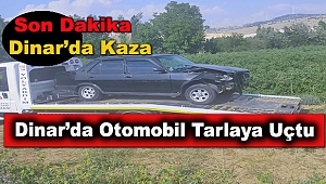 Dinar'da Otomobil Tarlaya Uçtu