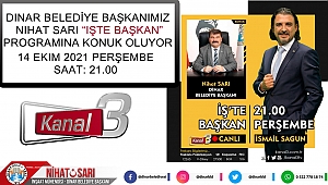 Başkan Sarı, “İşte Başkan” programına konuk oluyor