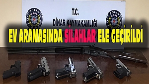Dinar'da Ev Aramasında Silahlar Ele Geçirildi