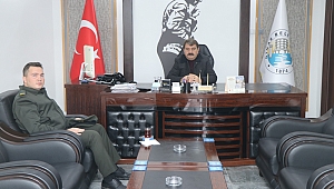 Dinar Askerlik Şube Başkanı Asteğmen İsmet Can Büyüköztürk Başkan Nihat Sarı'yı Ziyaret Etti