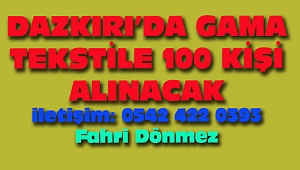 Dazkırı'da GAMA Tekstil Fabrikasına İşçi Alımı