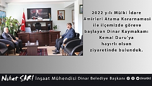 Başkan Nihat Sarı'dan Yeni Göreve Başlayan Kaymakam Kemal Duru'ya Ziyaret