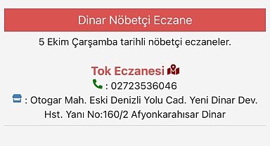 Dinar'da Nöbetçi Eczane