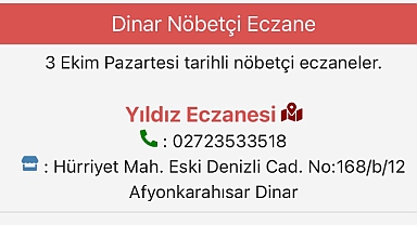 Dinar'da Nöbetçi Eczane