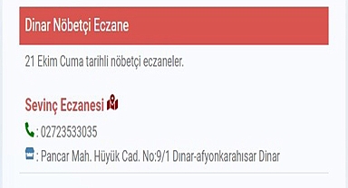 Dinar'da Nöbetçi Eczane