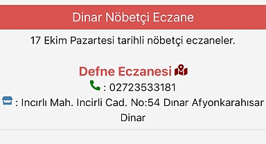 Dinar'da Nöbetçi Eczane