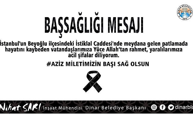Başkan Nihat Sarı'dan Patlamada Hayatını Kaybedenler İçin Başsağlığı Mesajı