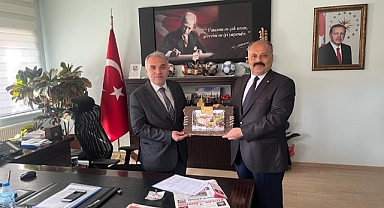 Dinar TSO Başkanı Veli Özcan Kaymakam Kemal Duru'yu Ziyaret Etti