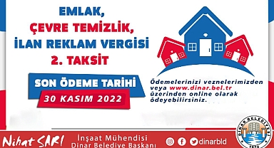 Emlak ve Çevre Temizlik Vergisi 2.taksit ödemelerinde son gün