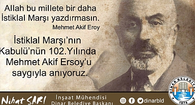Belediye Başkanımız Nihat Sarı’dan İstiklal Marşımızın Kabulü ve Mehmet Akif Ersoy’u Anma Mesajı 