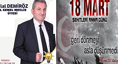 İGM Üyesi Demiröz’den 18 Mart Çanakkale Zaferi Mesajı