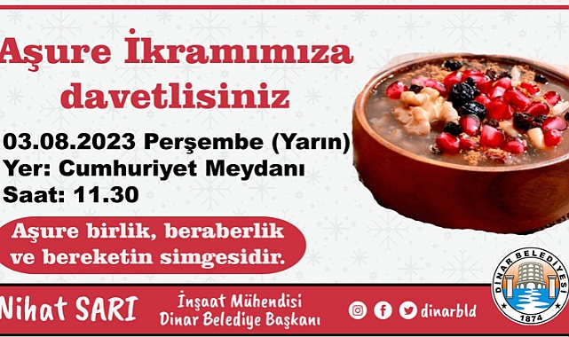 Belediyemizin aşure ikramına tüm halkımız davetlidir