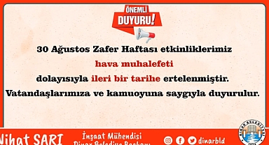 Zafer Haftası etkinliklerimiz ertelendi