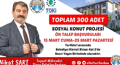 Dinar'da 300 Adet Sosyal Konut Projesi Ön Talep Başvuruları Başlıyor