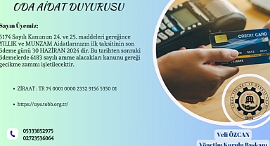 ODA AİDAT DUYURUSU