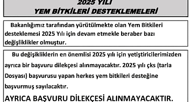 Tarım ve Orman Bakanlığı’ndan 2025 Yılı Yem Bitkileri Desteklemeleri Hakkında Önemli Duyuru
